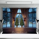 Lofaris Christmas Vibe Snowy Vintage Window Scene Backdrop